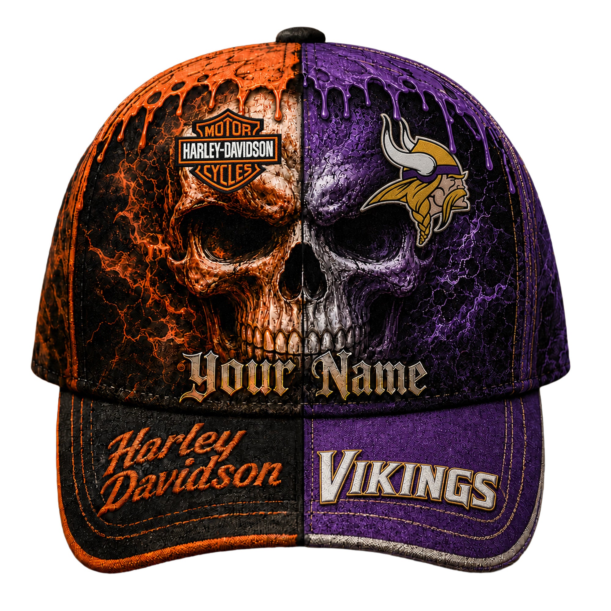 M.vikings | Premium  Harley Davidson Split Skull Classic Cap Nf1