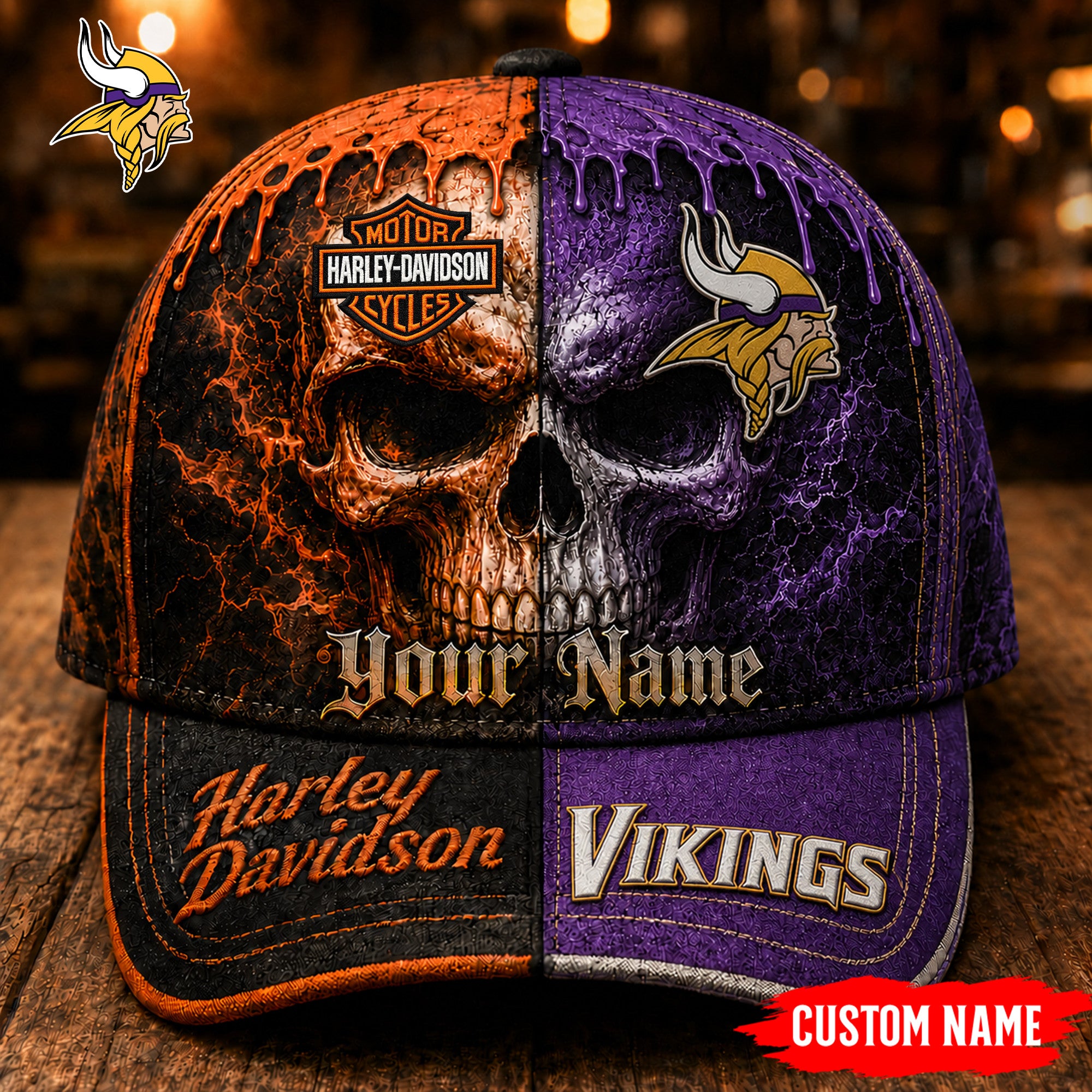 M.vikings | Premium  Harley Davidson Split Skull Classic Cap Nf1