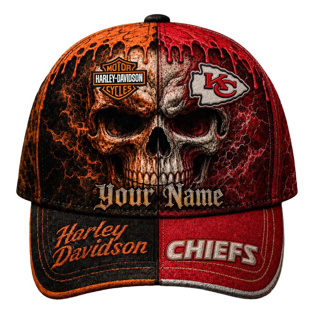 Kc.chiefs | Premium  Harley Davidson Split Skull Classic Cap Nf1