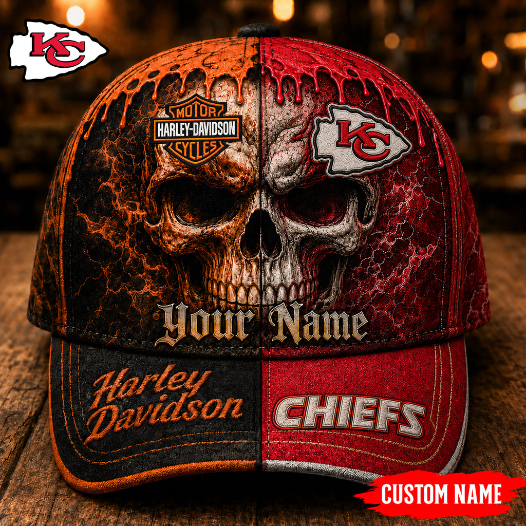 Kc.chiefs | Premium  Harley Davidson Split Skull Classic Cap Nf1