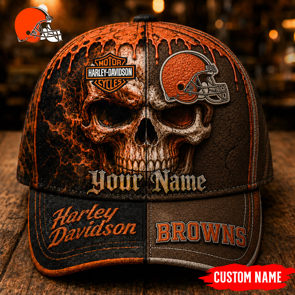 C.browns | Premium  Harley Davidson Split Skull Classic Cap Nf1