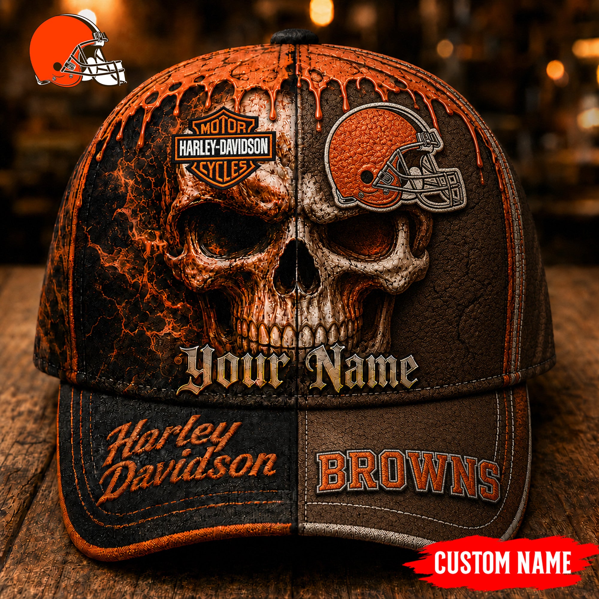 C.browns | Premium  Harley Davidson Split Skull Classic Cap Nf1