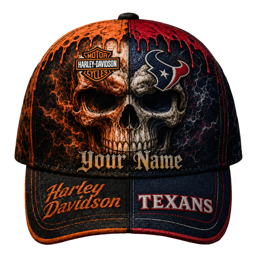 H.texans | Premium  Harley Davidson Split Skull Classic Cap Nf1