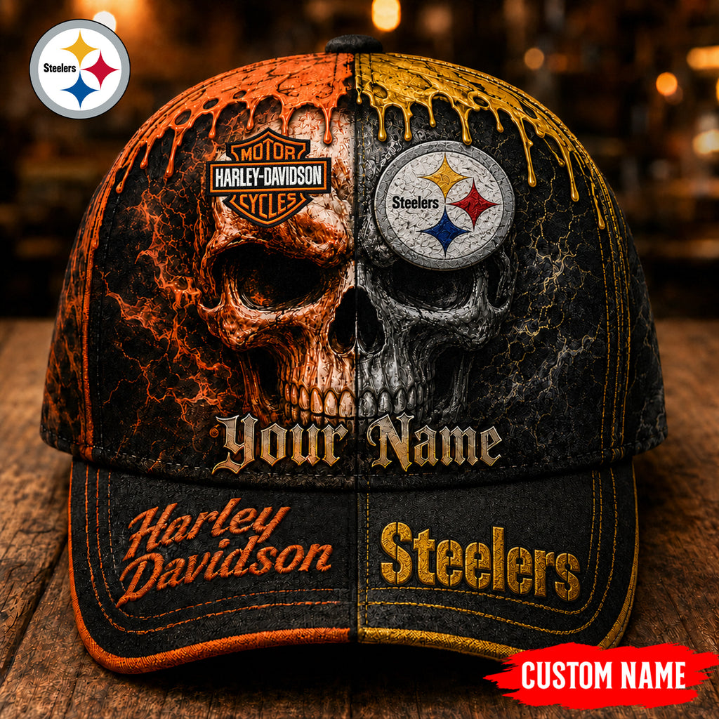 P.steelers | Premium  Harley Davidson Split Skull Classic Cap Nf1