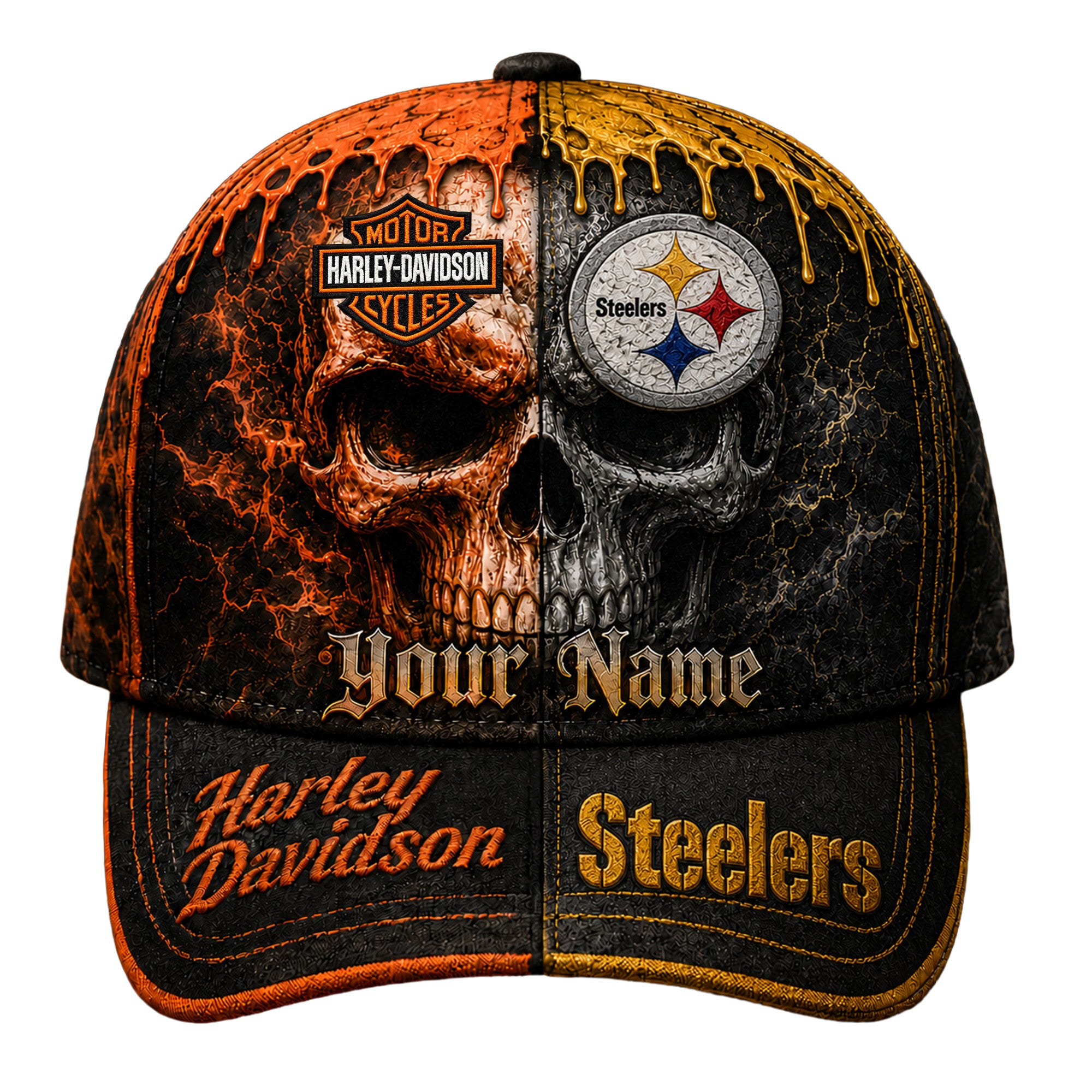 P.steelers | Premium  Harley Davidson Split Skull Classic Cap Nf1