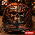C.bengals | Premium  Harley Davidson Split Skull Classic Cap Nf1