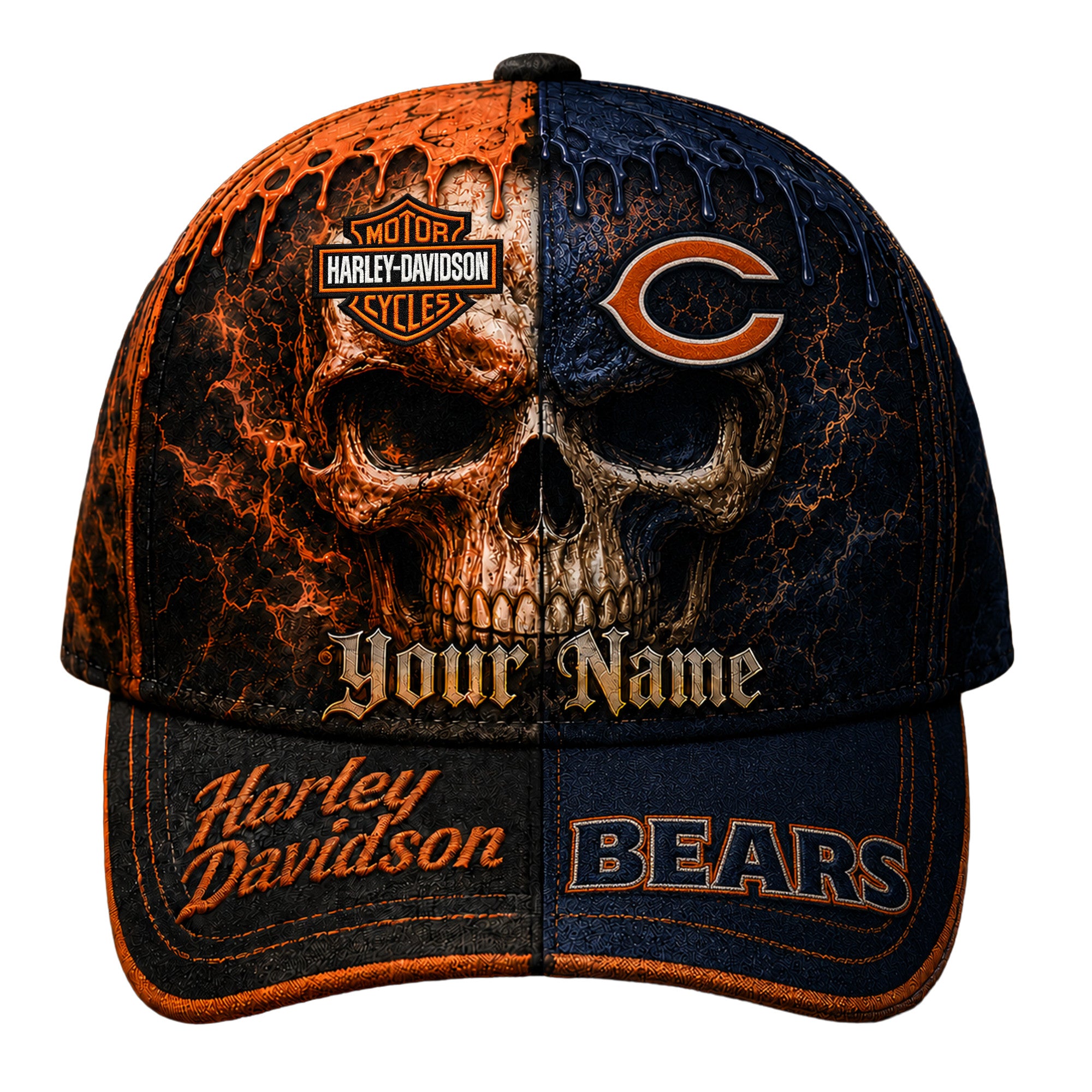 C.bears | Premium  Harley Davidson Split Skull Classic Cap Nf1