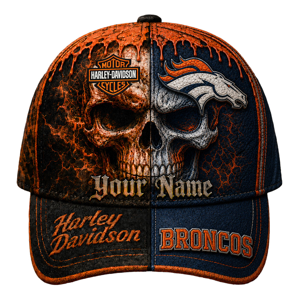 D.broncos | Premium  Harley Davidson Split Skull Classic Cap Nf1