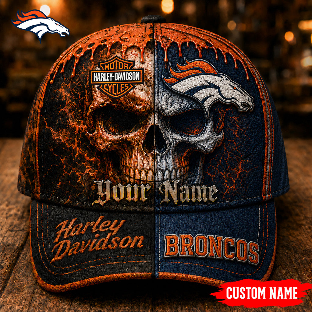 D.broncos | Premium  Harley Davidson Split Skull Classic Cap Nf1