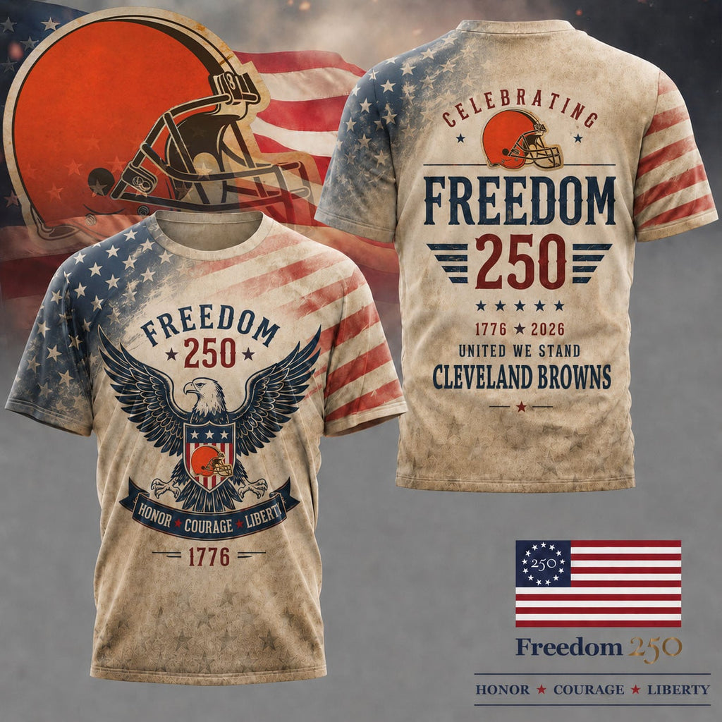 C.browns | Premium .n.f.l. Freedom 250 Patriotic 3d Shirt