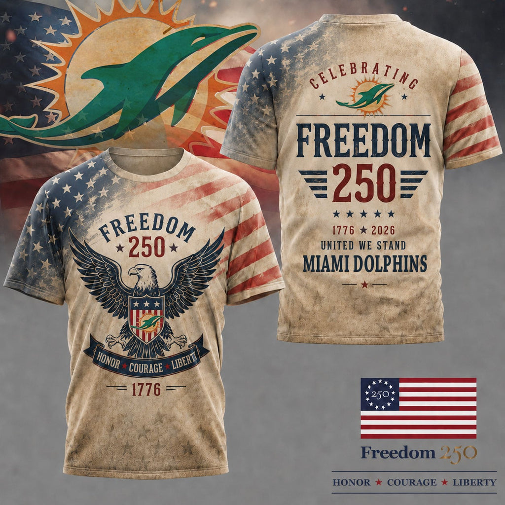 M.dolphins | Premium .n.f.l. Freedom 250 Patriotic 3d Shirt