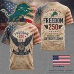 D.lions | Premium .n.f.l. Freedom 250 Patriotic 3d Shirt