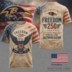 B.ravens | Premium .n.f.l. Freedom 250 Patriotic 3d Shirt