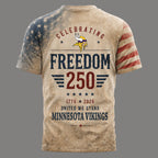 M.vikings | Premium .n.f.l. Freedom 250 Patriotic 3d Shirt
