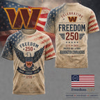 W.commanders | Premium .n.f.l. Freedom 250 Patriotic 3d Shirt