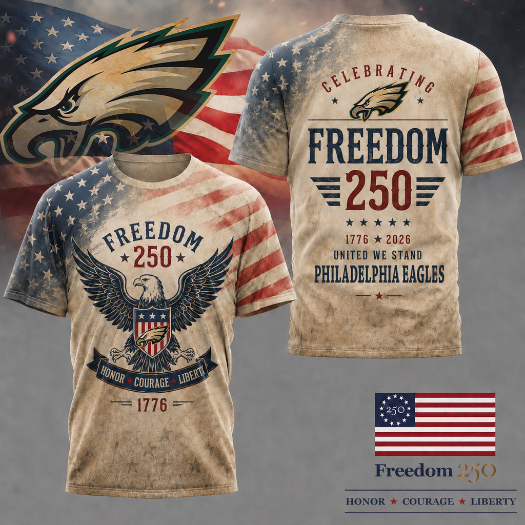 P.eagles | Premium .n.f.l. Freedom 250 Patriotic 3d Shirt
