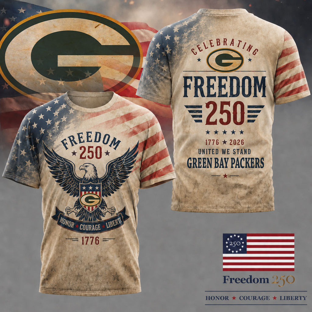 Gb.packers | Premium .n.f.l. Freedom 250 Patriotic 3d Shirt