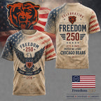 C.bears | Premium .n.f.l. Freedom 250 Patriotic 3d Shirt