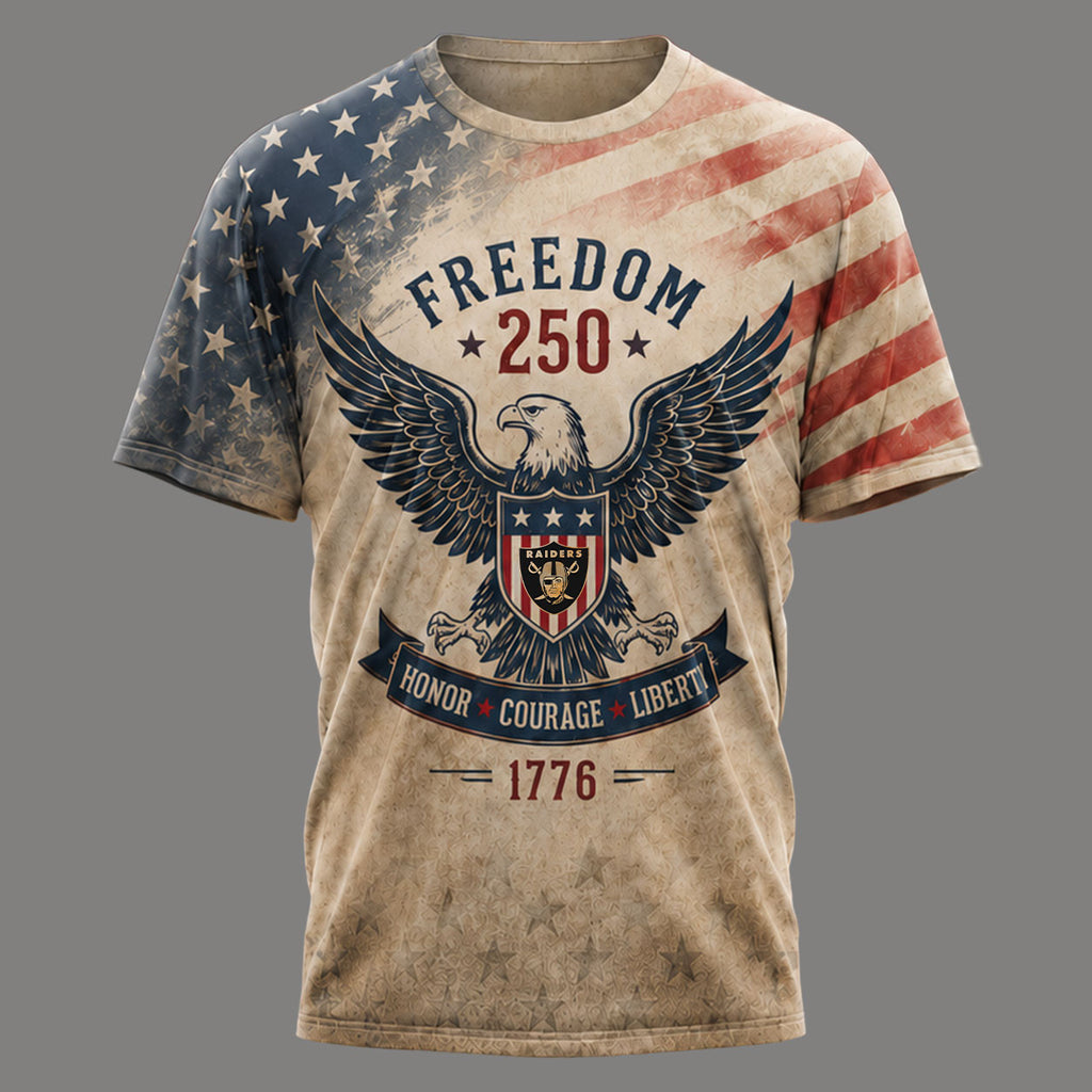 Lv.raiders | Premium .n.f.l. Freedom 250 Patriotic 3d Shirt