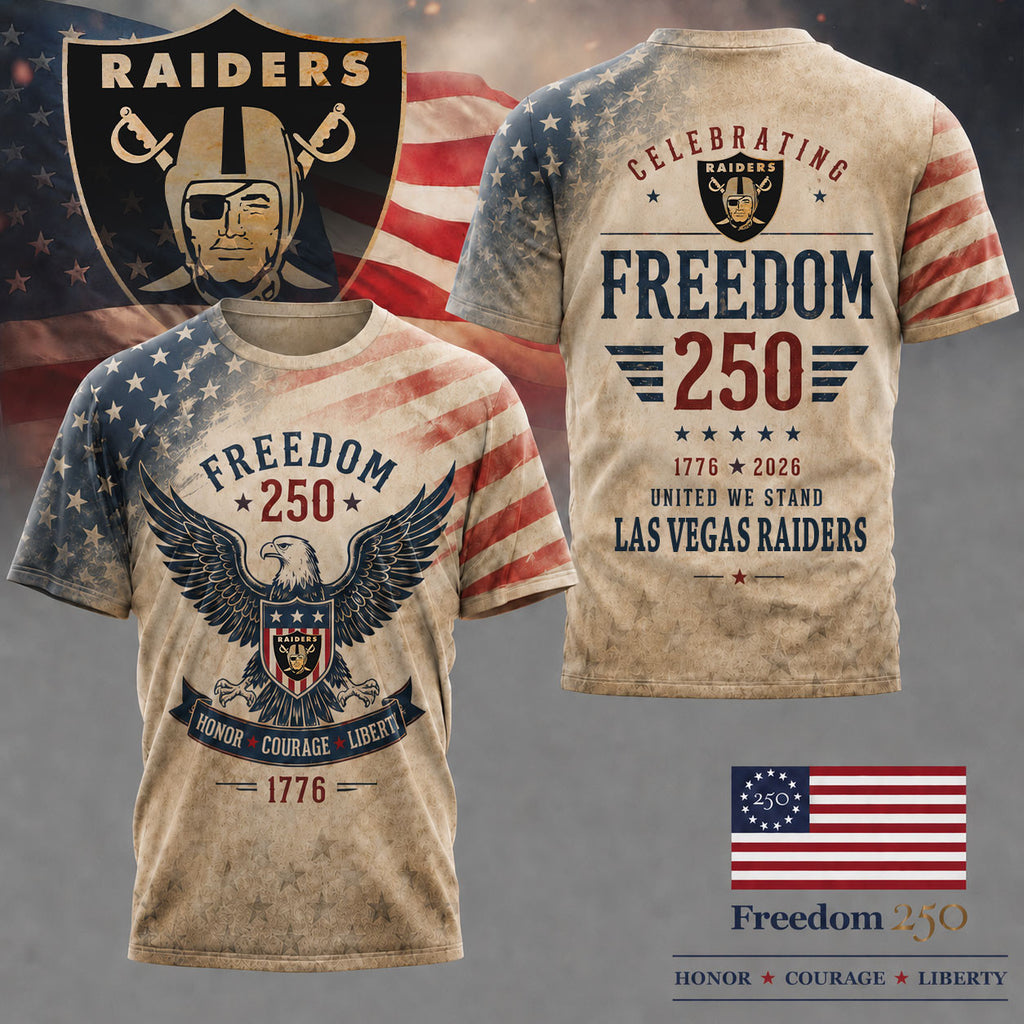 Lv.raiders | Premium .n.f.l. Freedom 250 Patriotic 3d Shirt