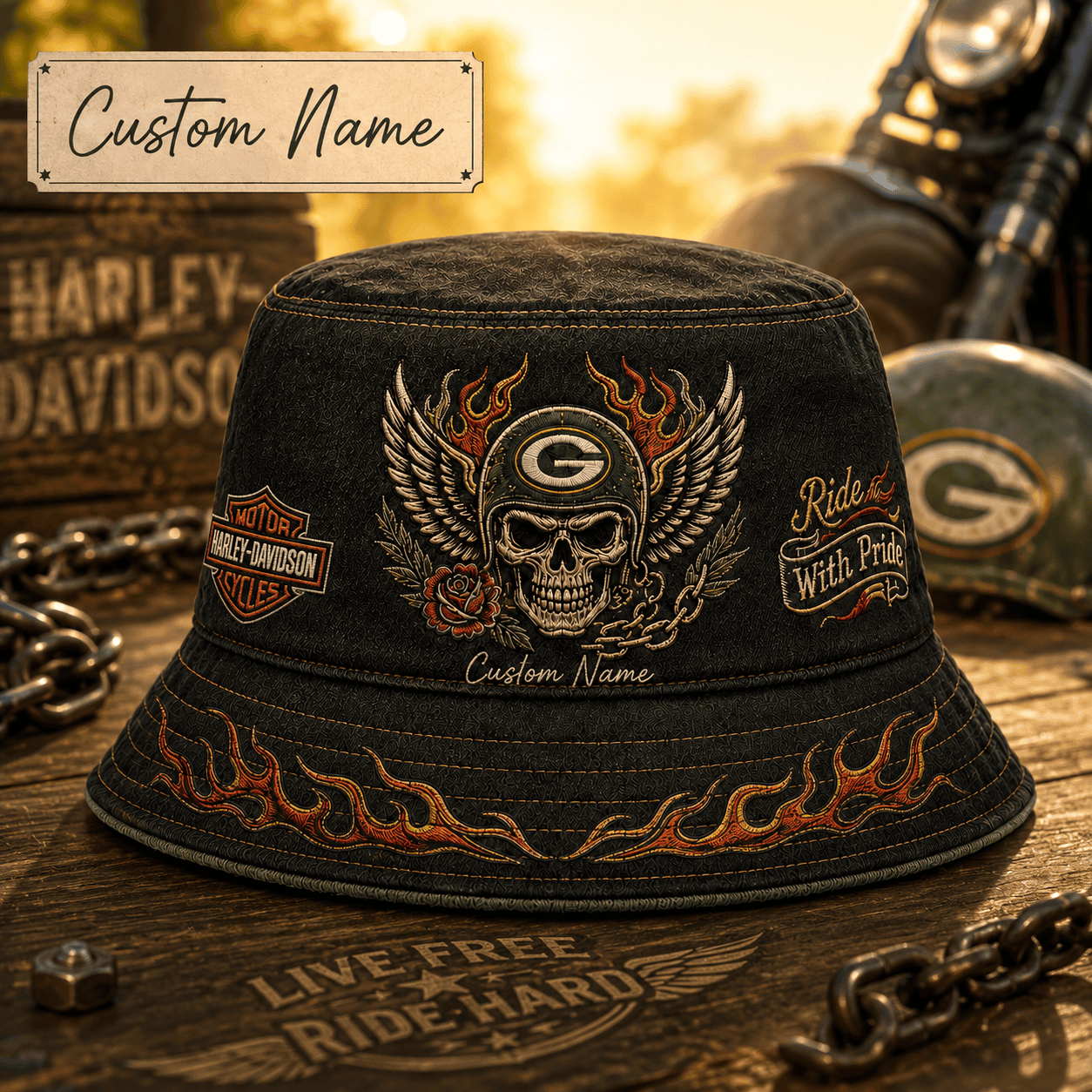 Gb.packers | Premium  Harley-davidson Ride With Pride Personalized Skull Hat For Heavy Motor Supporters Nf1