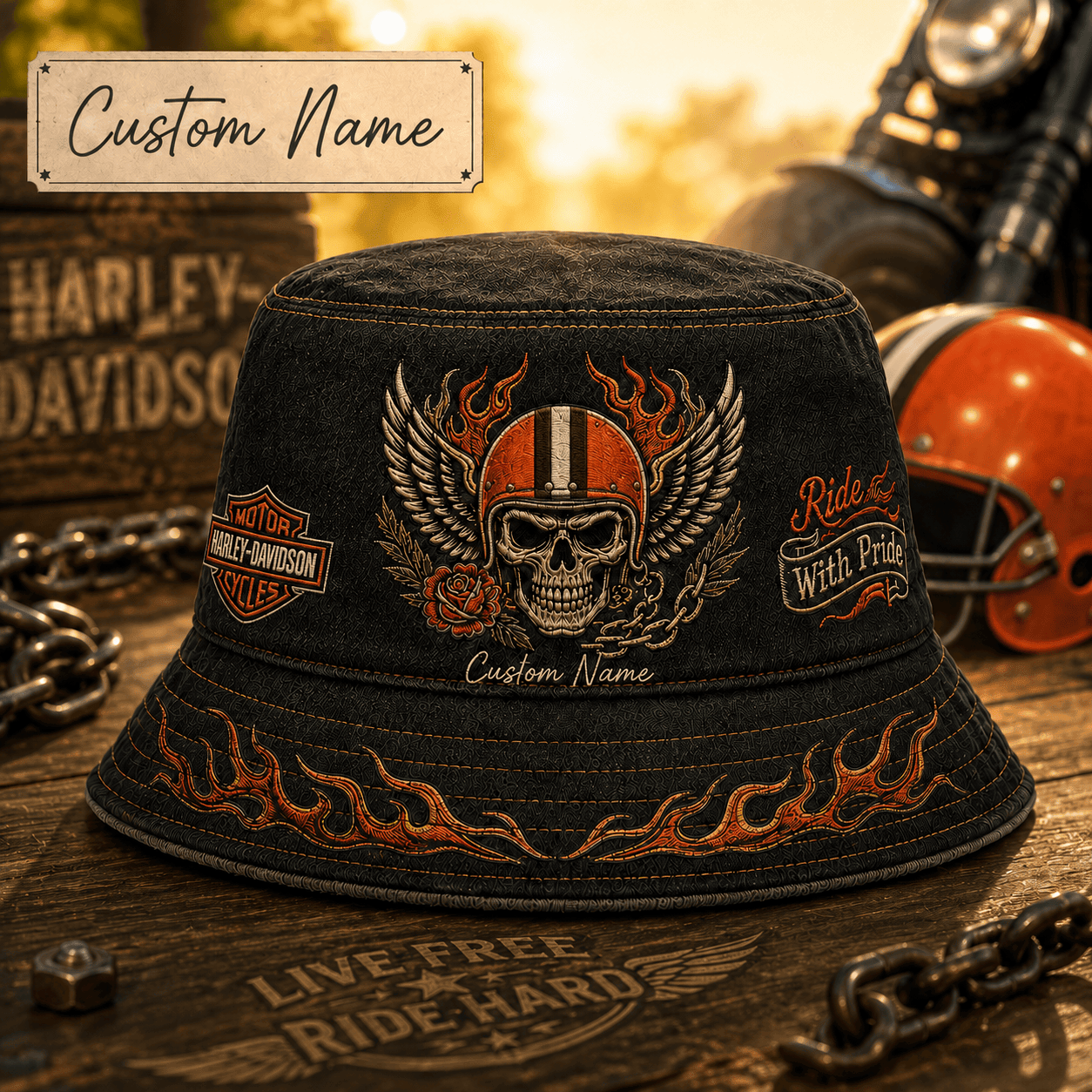 C.bengals | Premium  Harley-davidson Ride With Pride Personalized Skull Hat For Heavy Motor Supporters Nf1