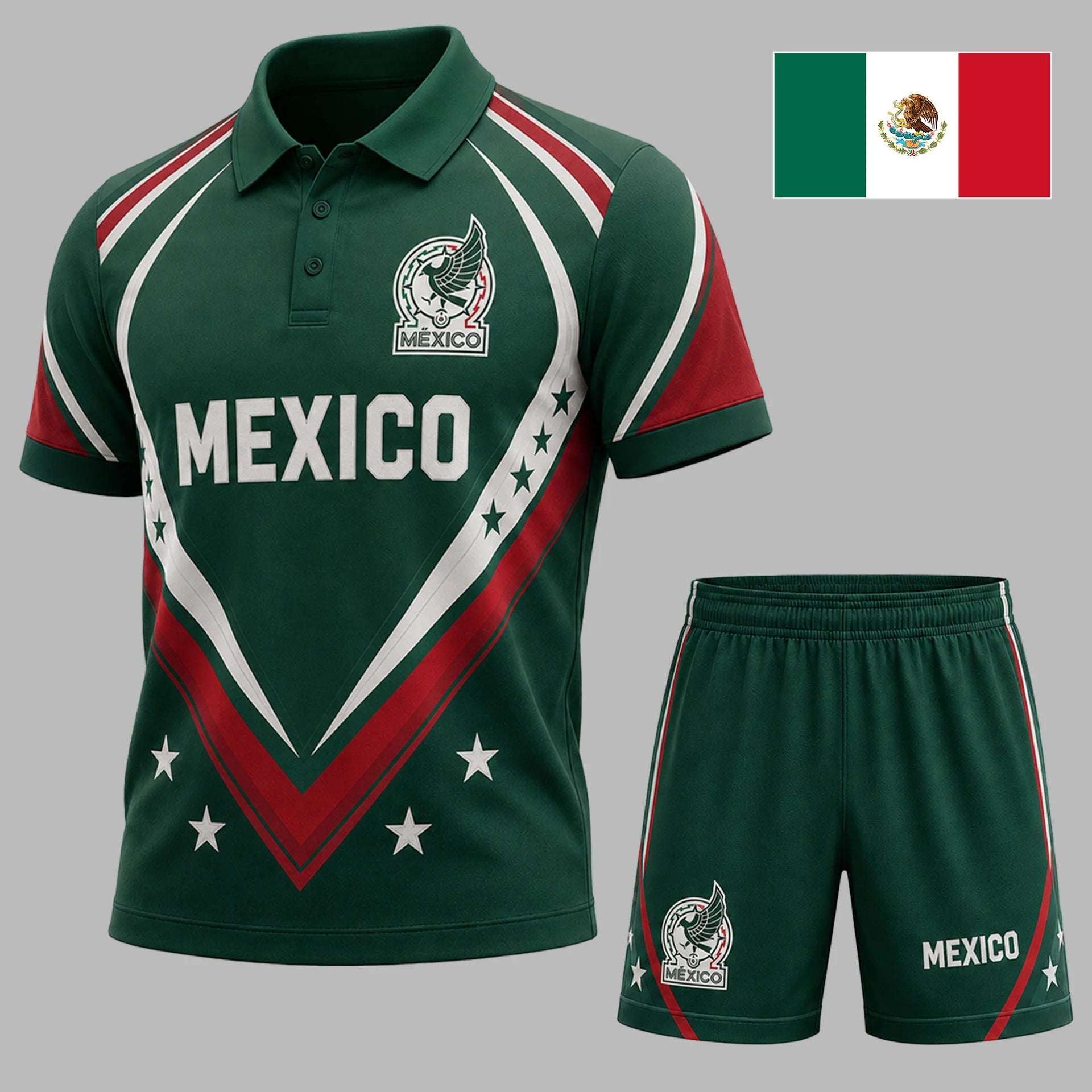 Mexico | Premium WC26 National Pride Performance Polo & Shorts Set TD