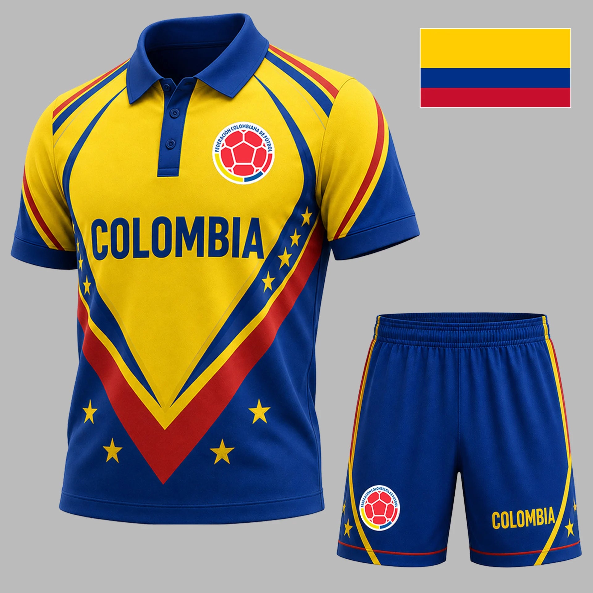 Colombia | Premium WC26 National Pride Performance Polo & Shorts Set TD