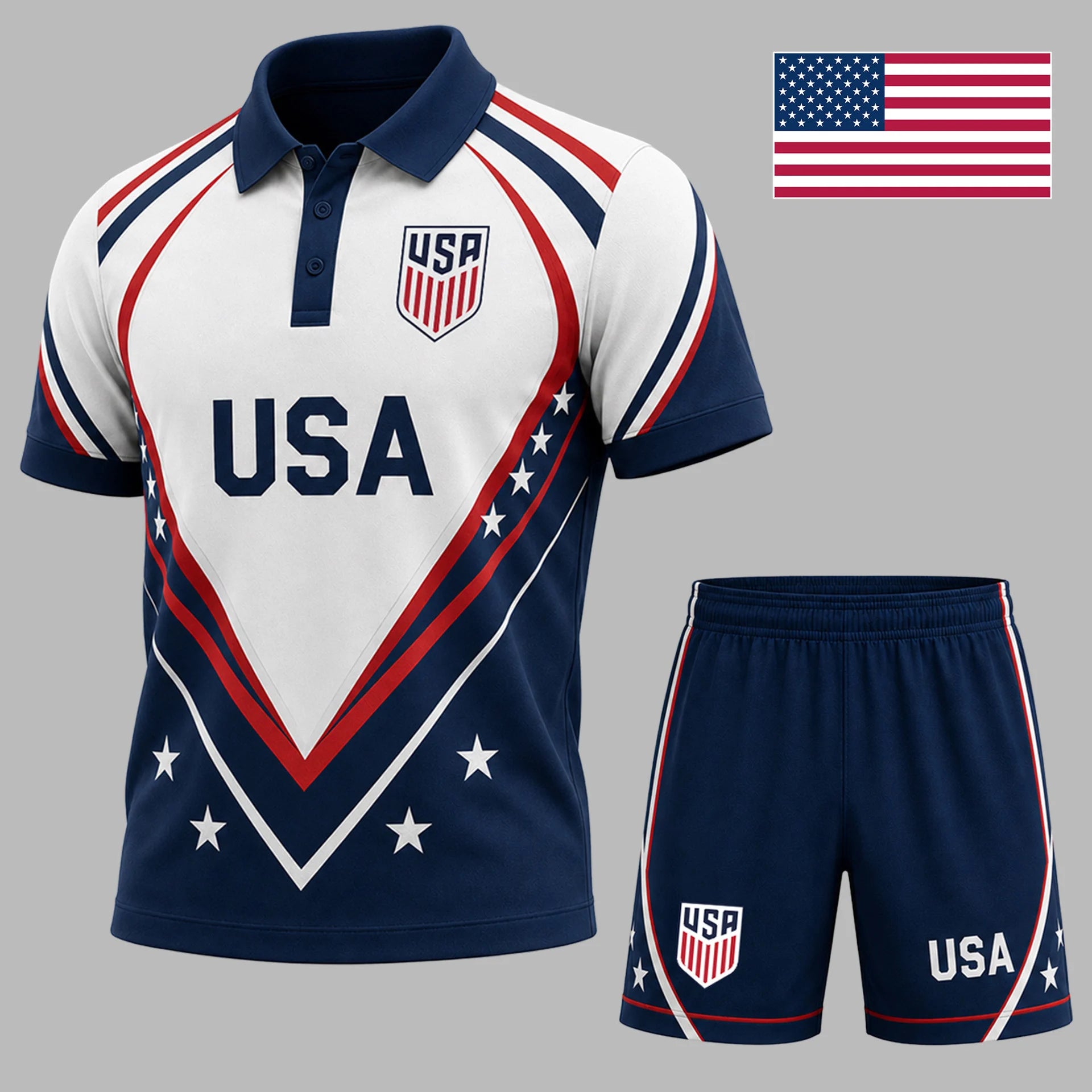 United States | Premium WC26 National Pride Performance Polo & Shorts Set TD