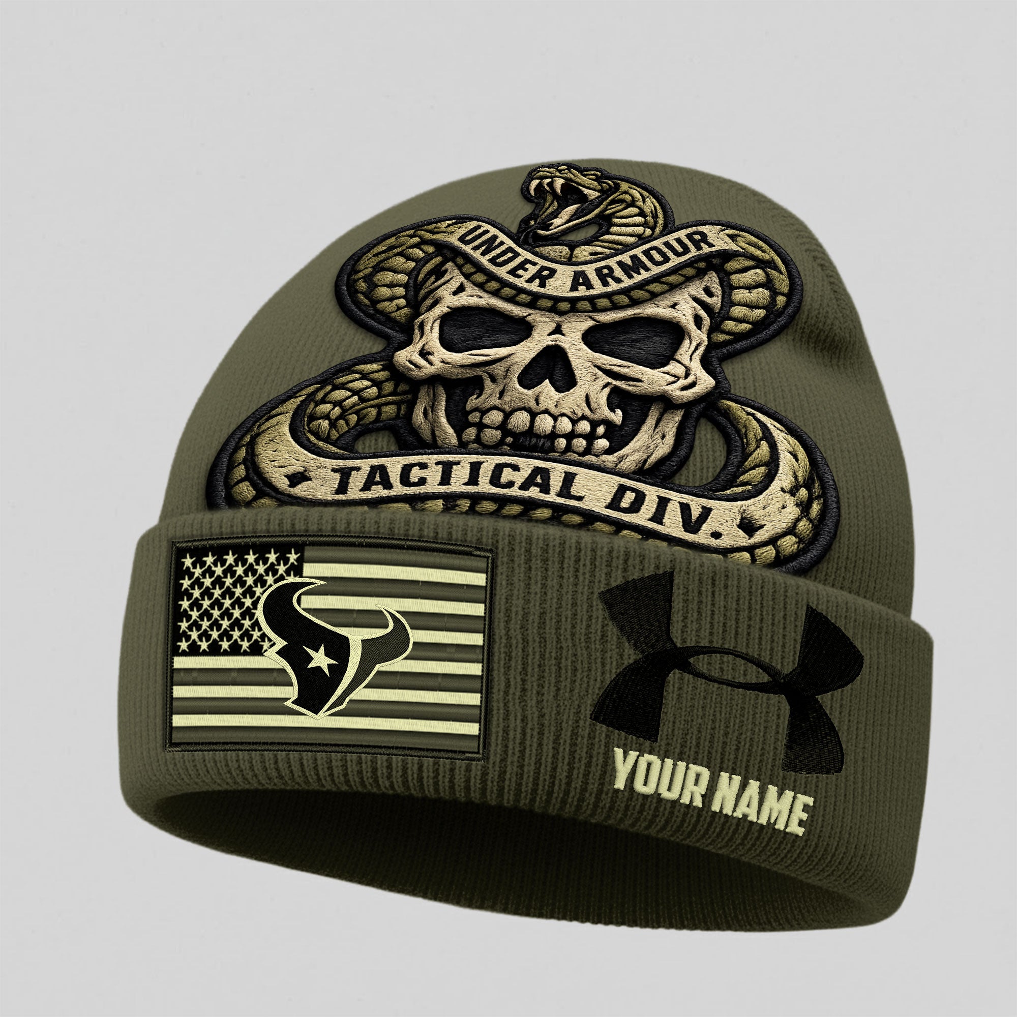 H.texans | Premium  Tactical Div Under Armour Beanie Hat Nf1
