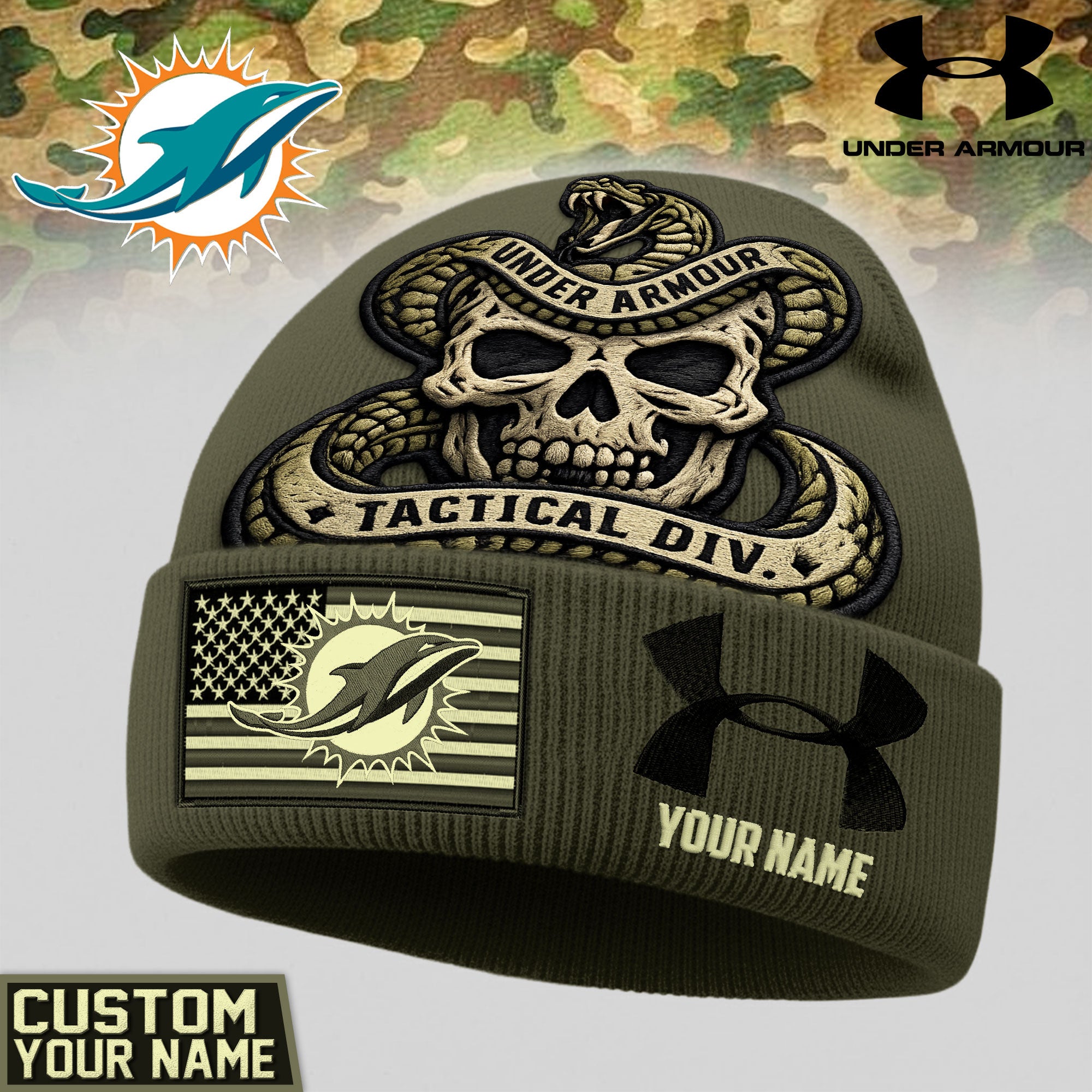 M.dolphins | Premium  Tactical Div Under Armour Beanie Hat Nf1