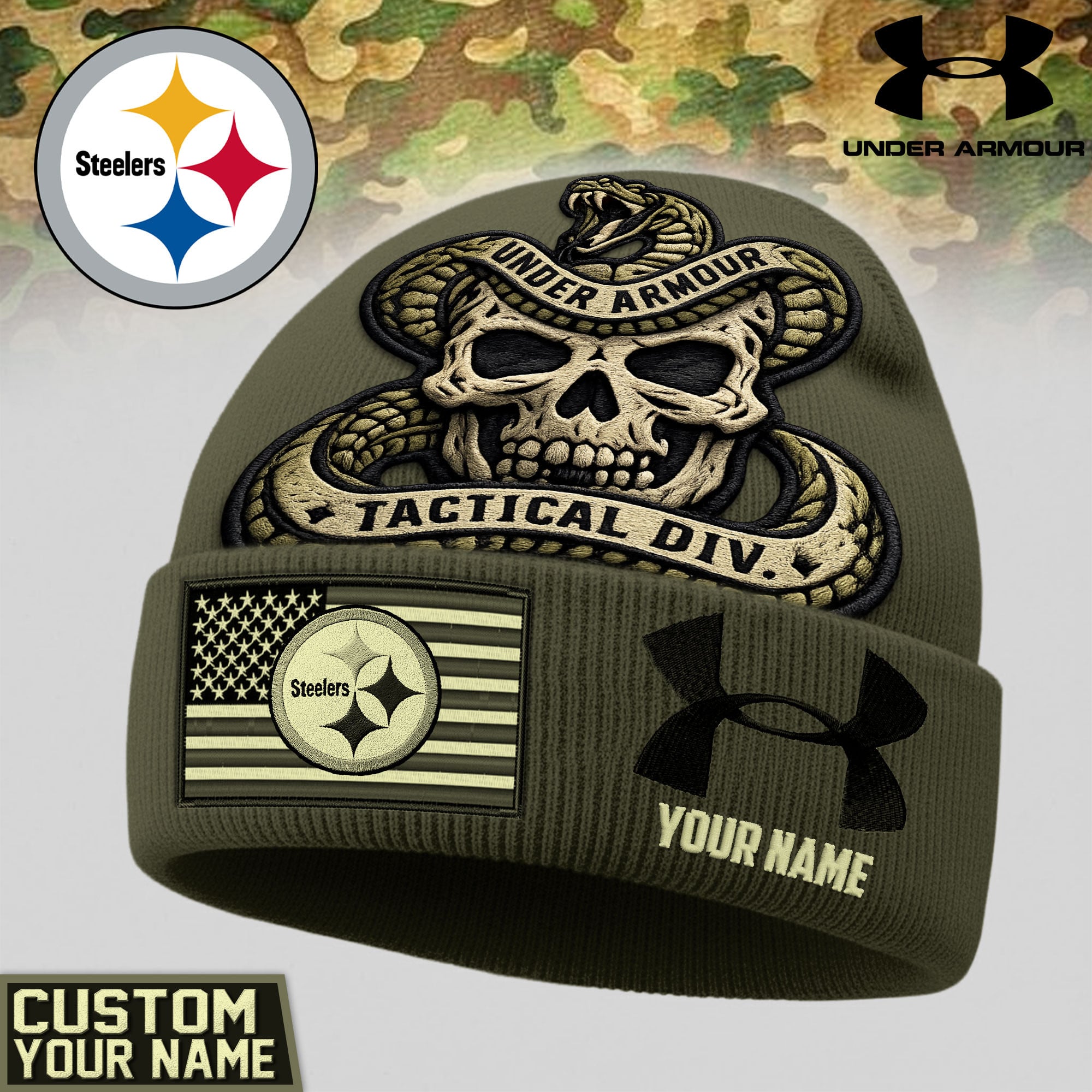 P.steelers | Premium  Tactical Div Under Armour Beanie Hat Nf1