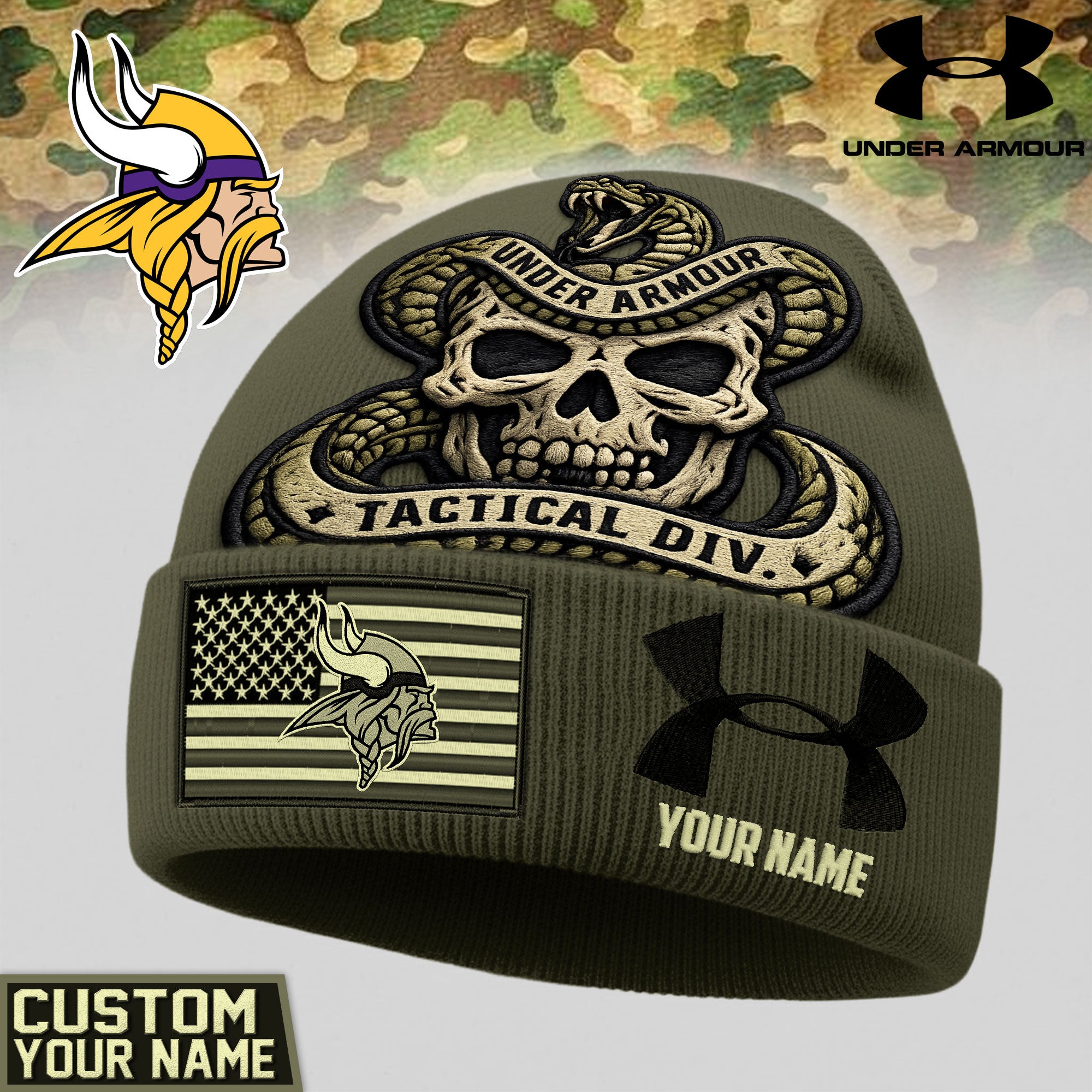 M.vikings | Premium  Tactical Div Under Armour Beanie Hat Nf1