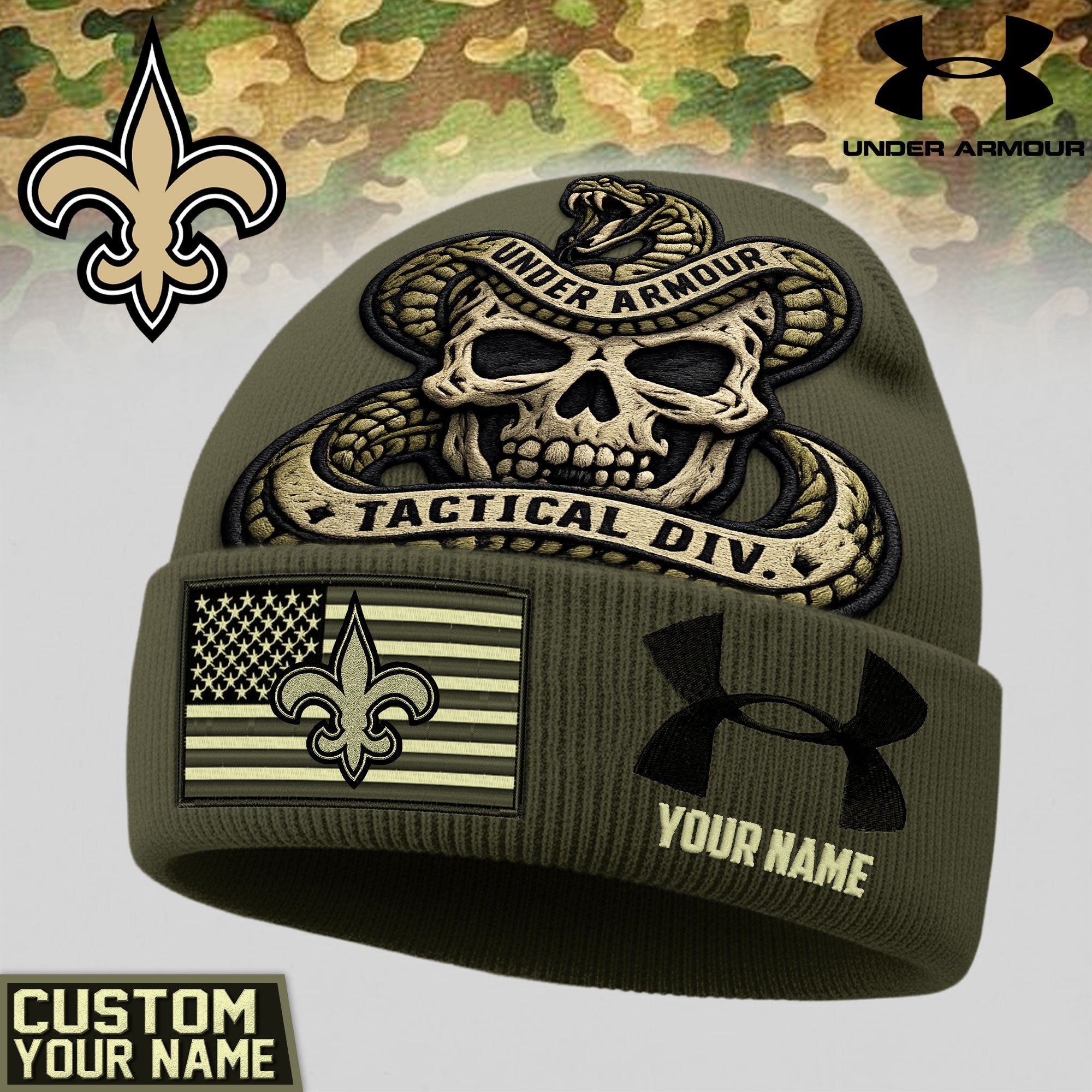 No.saints | Premium  Tactical Div Under Armour Beanie Hat Nf1