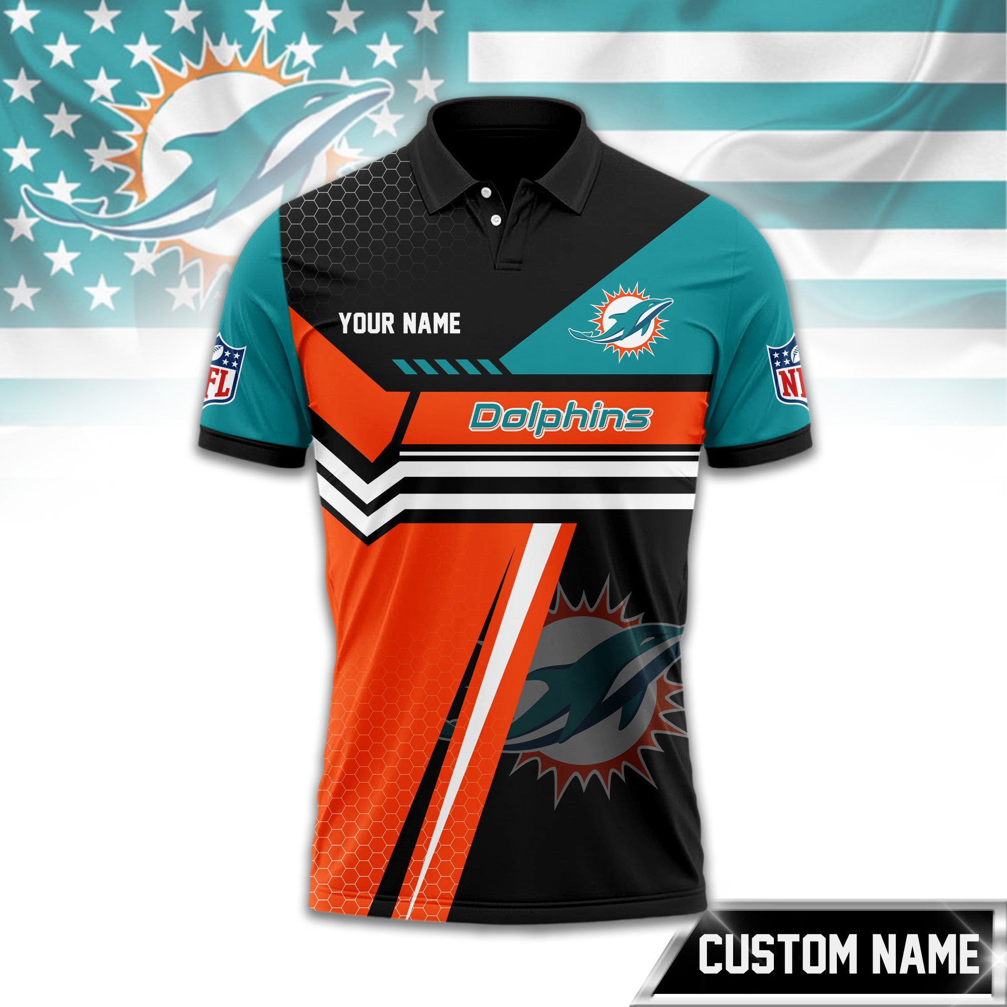 M.dolphins | Premium  Inspired Custom Game Day Polo Td