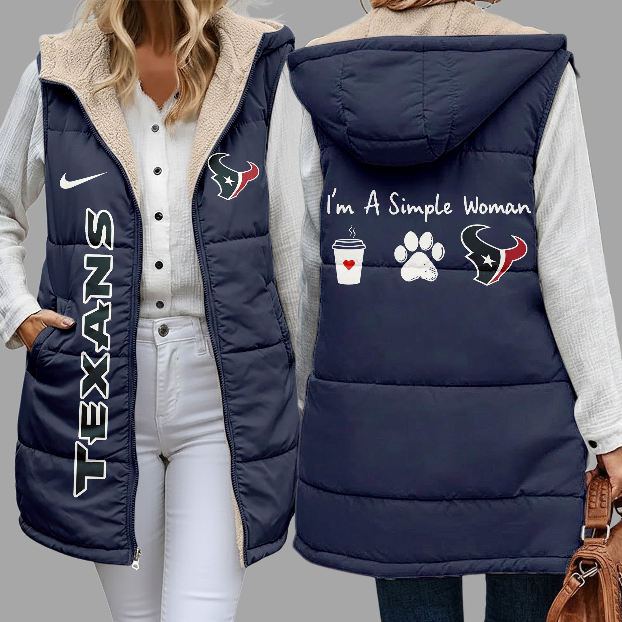 H.texans | Premium  Simple Girl Quilted Vest Nf1