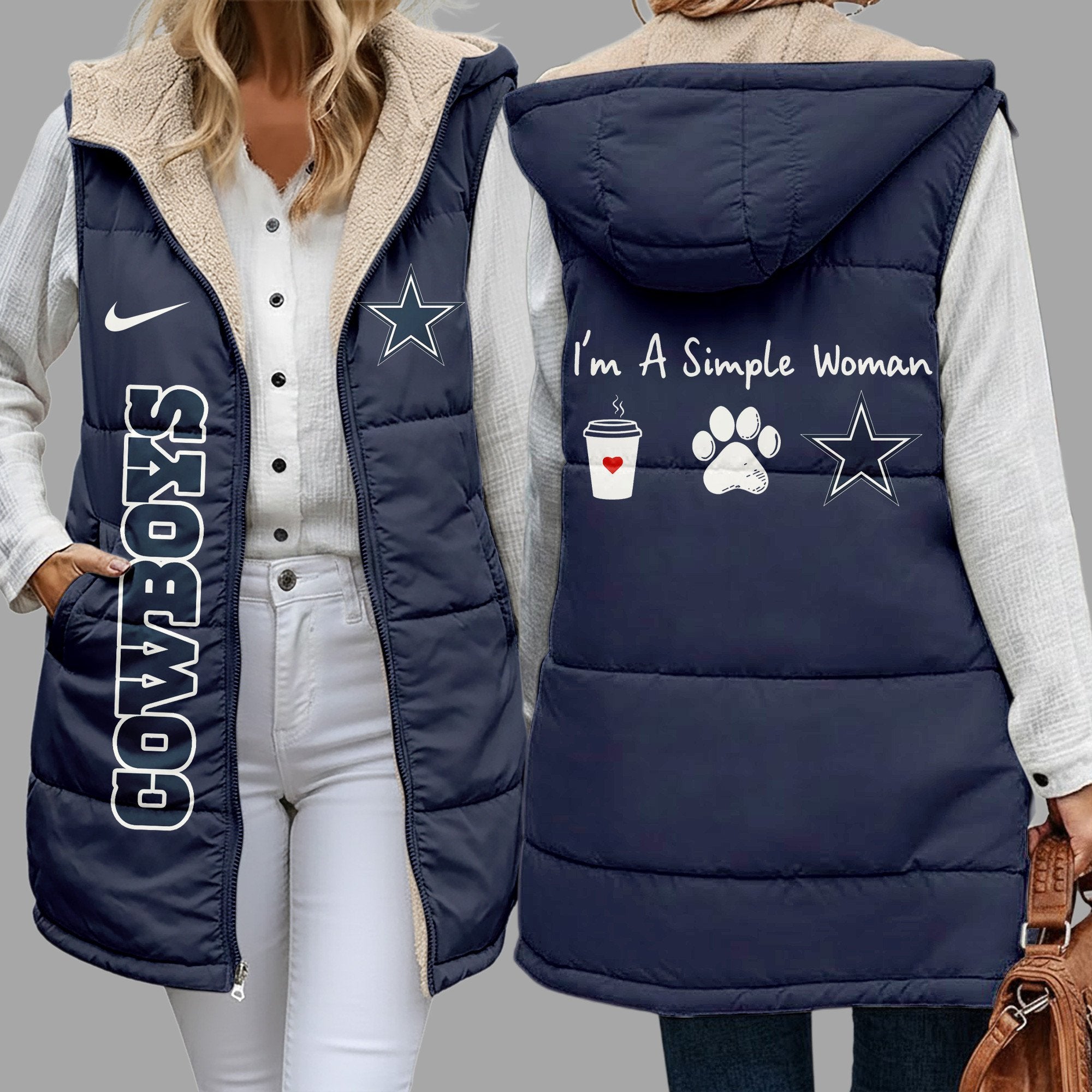 D.cowboys | Premium  Simple Girl Quilted Vest Nf1