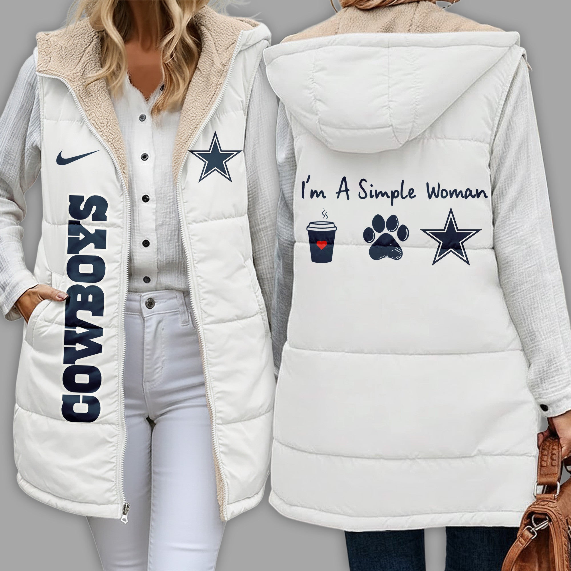 D.cowboys | Premium  Simple Girl Quilted Vest Nf1