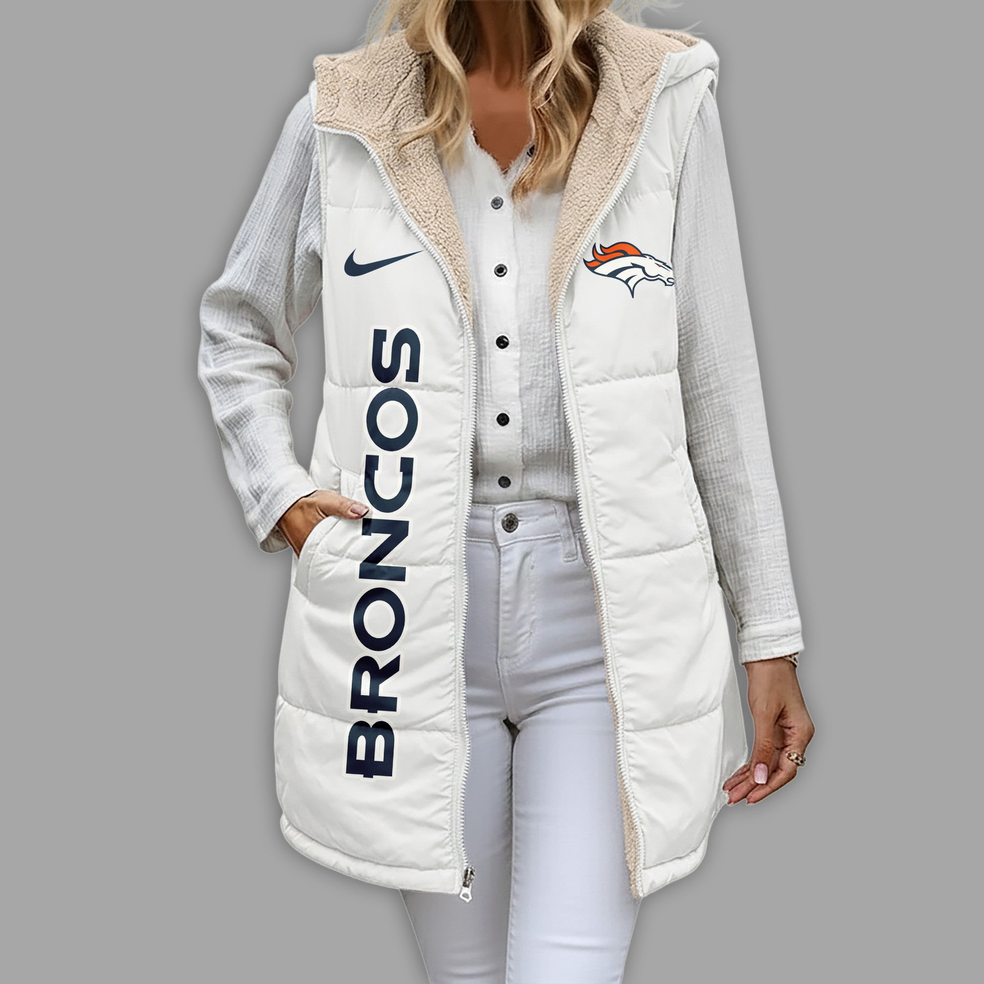 D.broncos | Premium  Simple Girl Quilted Vest Nf1