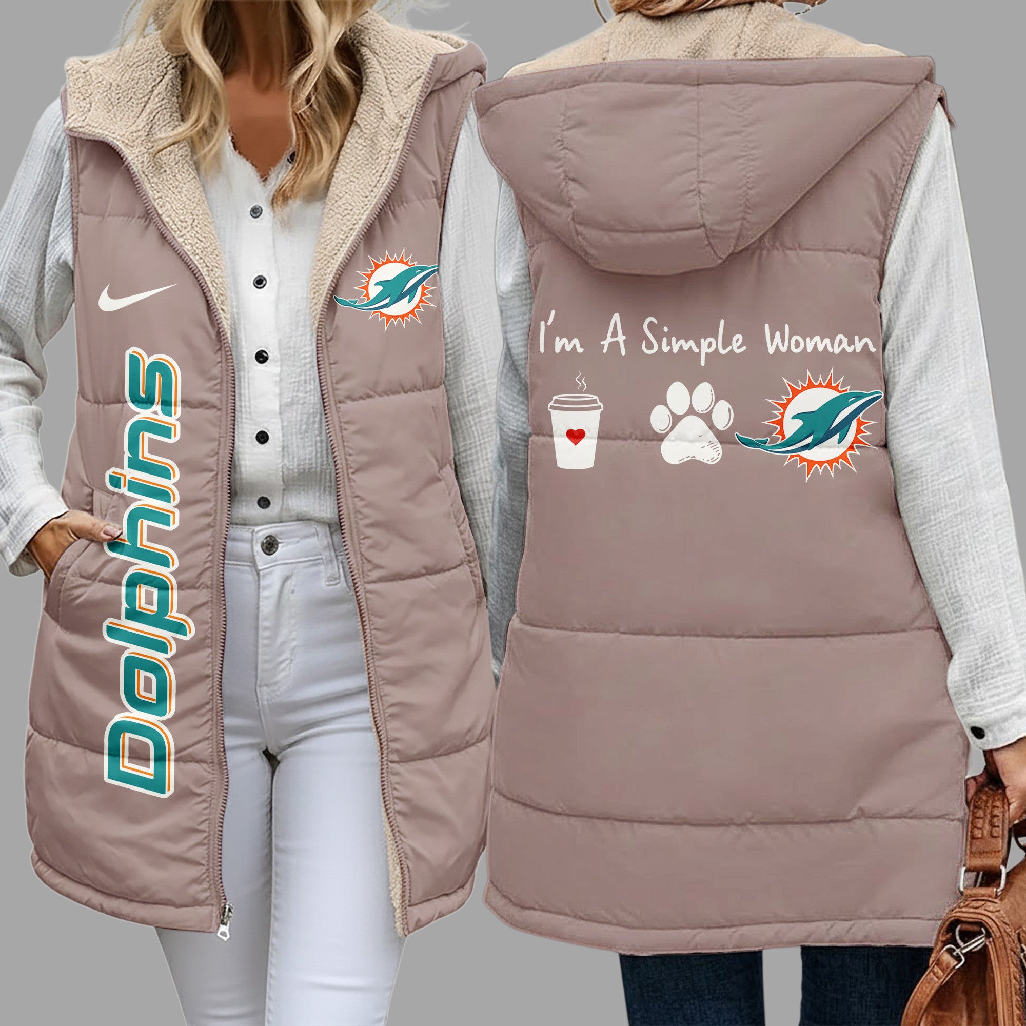 M.dolphins | Premium  Simple Girl Quilted Vest Nf1