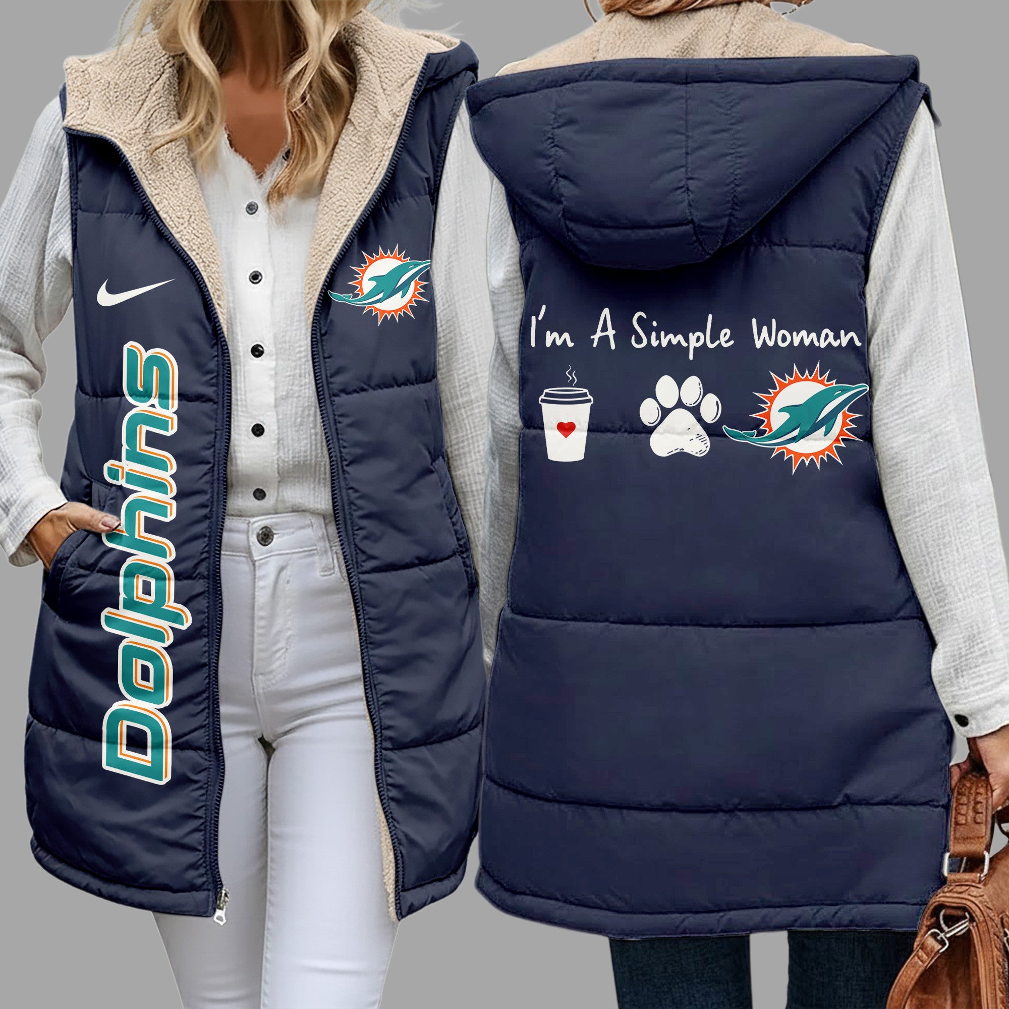 M.dolphins | Premium  Simple Girl Quilted Vest Nf1