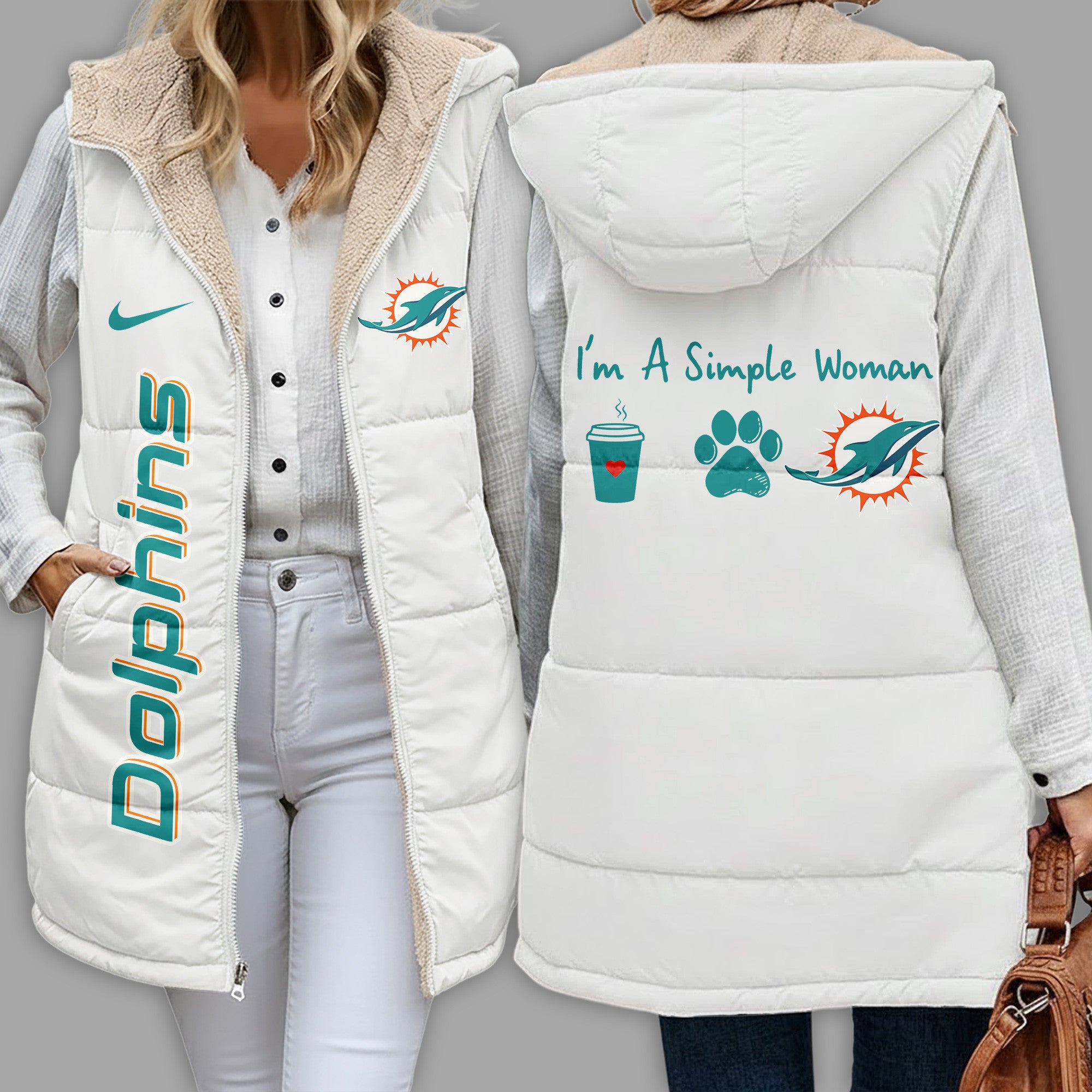 M.dolphins | Premium  Simple Girl Quilted Vest Nf1