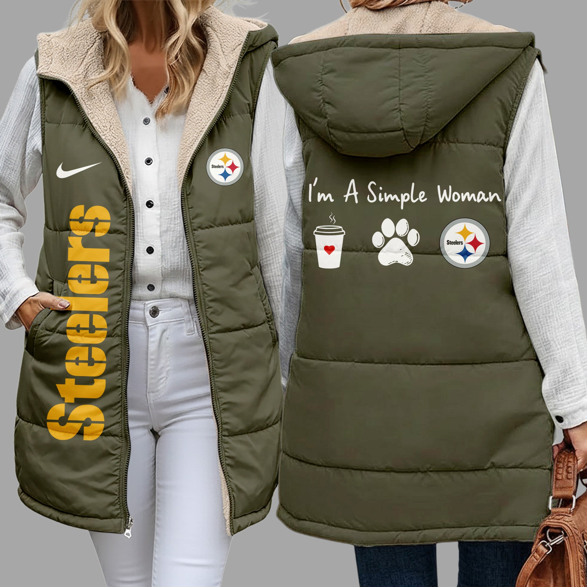 P.steelers | Premium  Simple Girl Quilted Vest Nf1