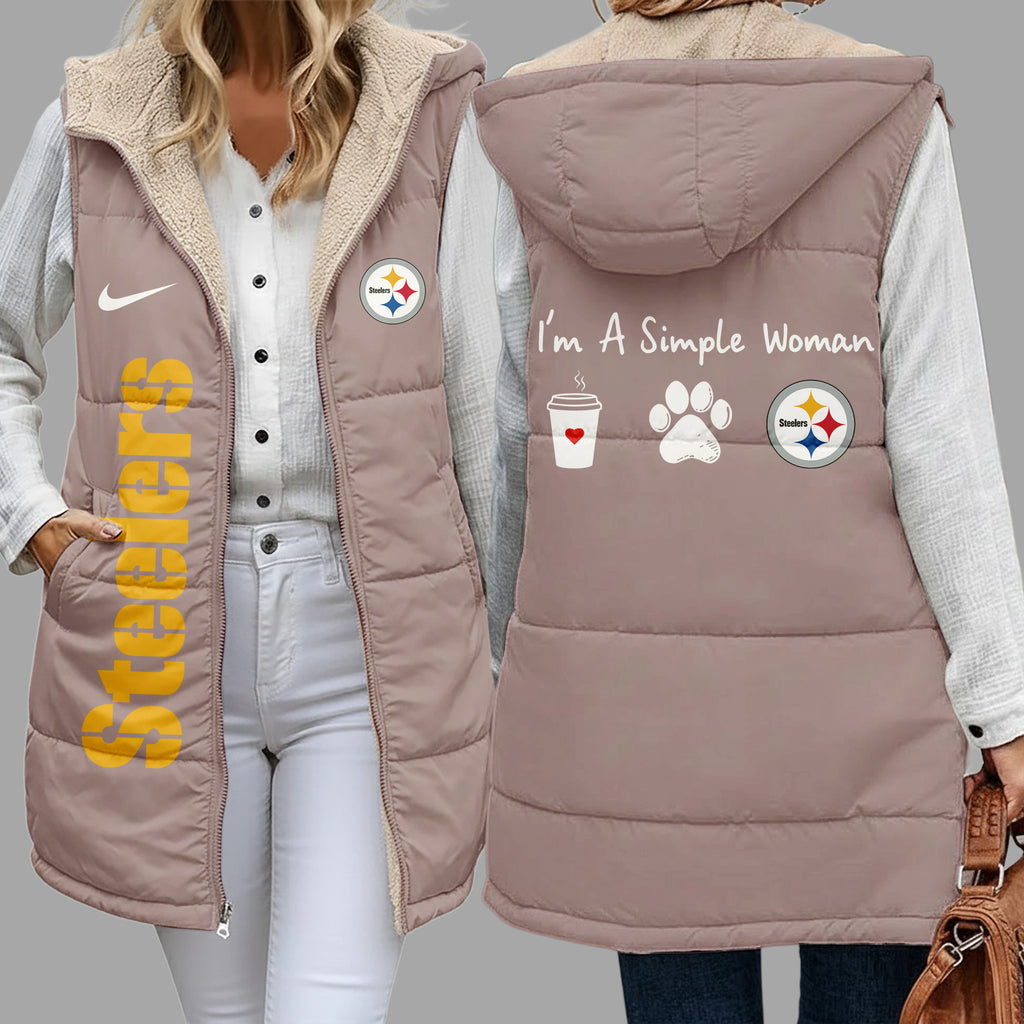 P.steelers | Premium  Simple Girl Quilted Vest Nf1