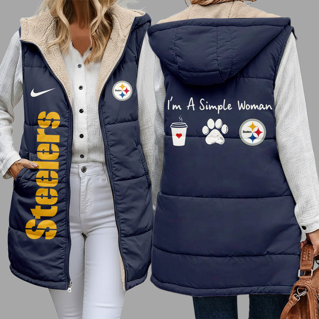 P.steelers | Premium  Simple Girl Quilted Vest Nf1