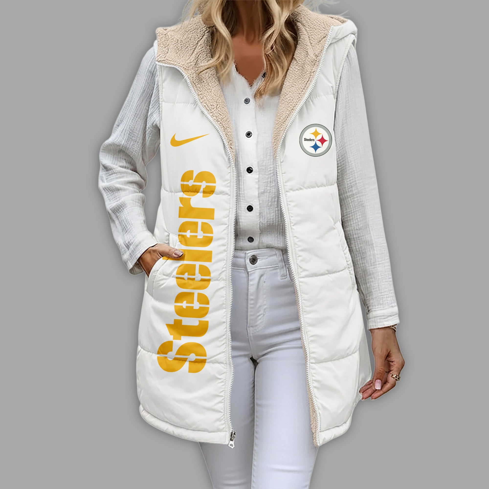 P.steelers | Premium  Simple Girl Quilted Vest Nf1