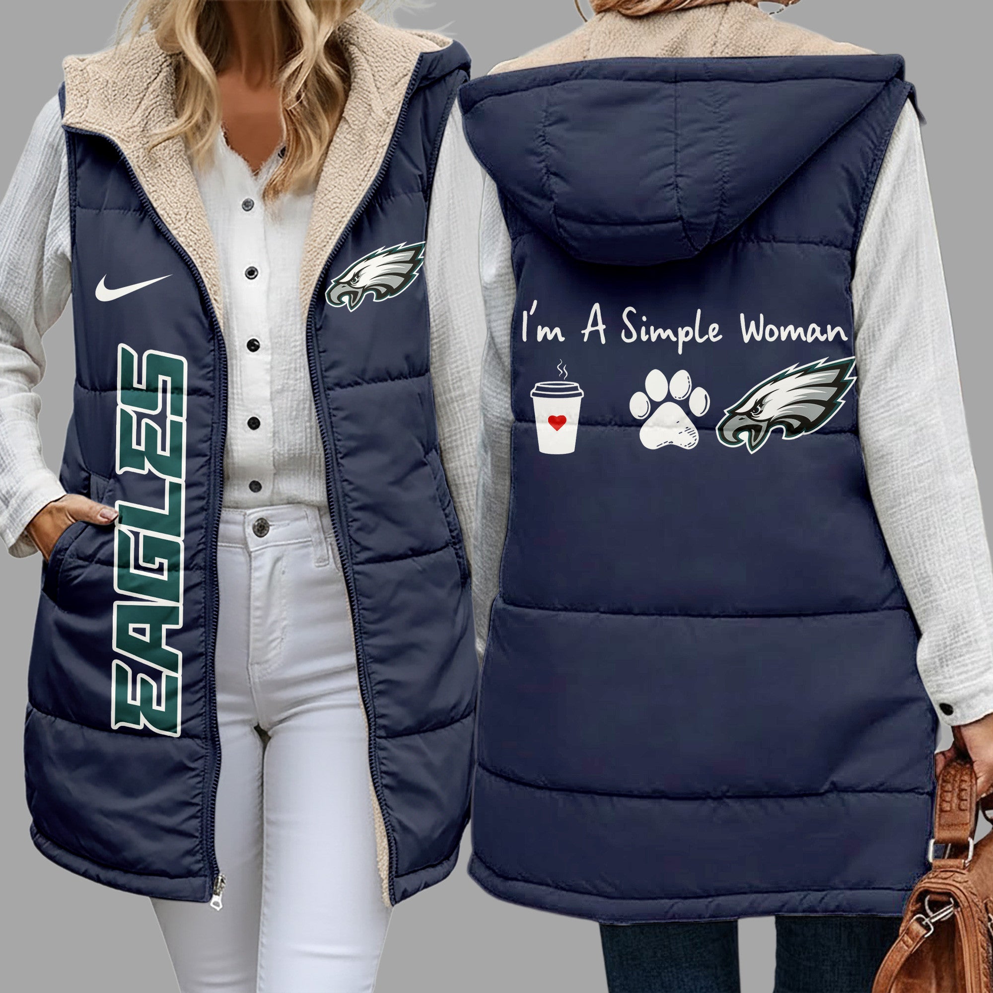 P.eagles | Premium  Simple Girl Quilted Vest Nf1