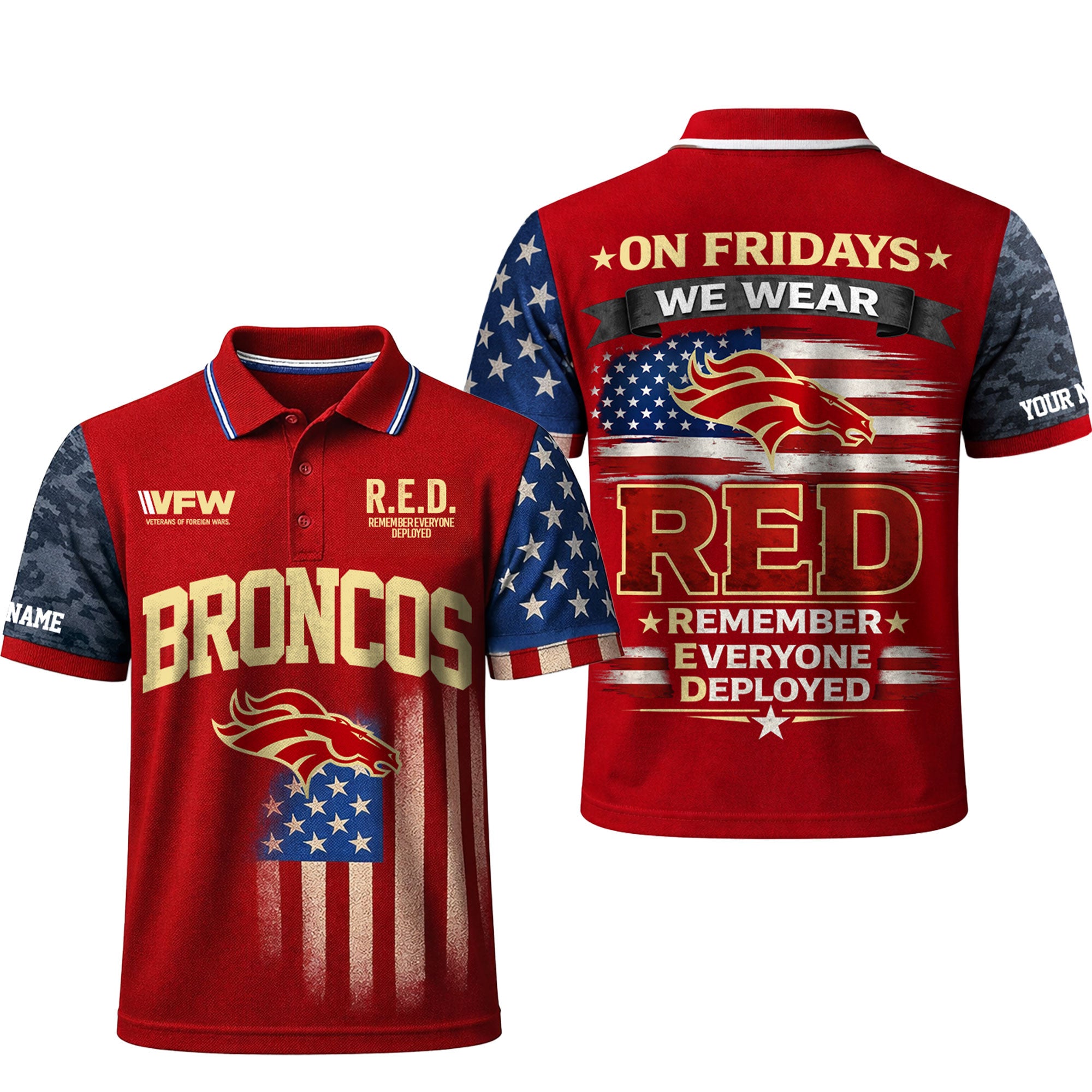 D.broncos | Premium  Red Friday Polo Shirt Td