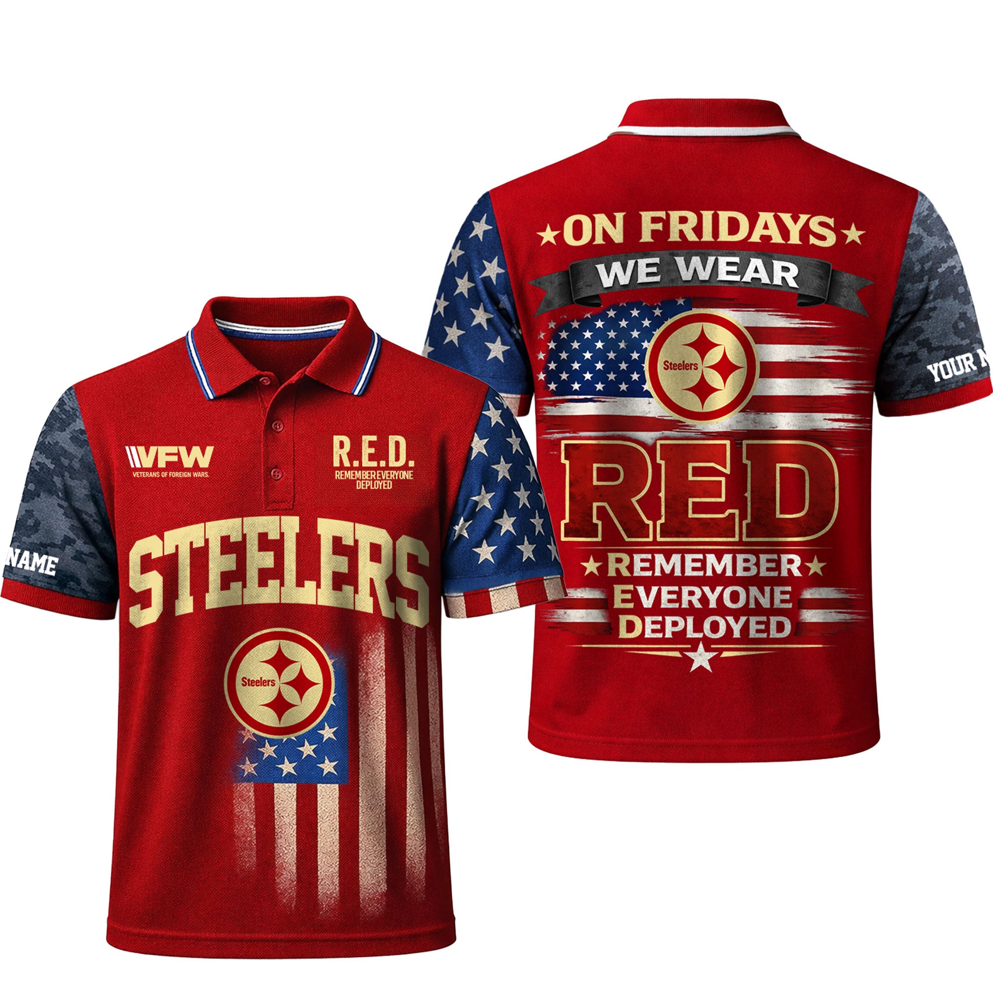 P.steelers | Premium  Red Friday Polo Shirt Td
