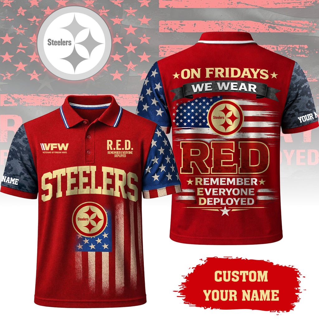 P.steelers | Premium  Red Friday Polo Shirt Td